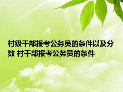 关于村长报考公务员的报考条件分析